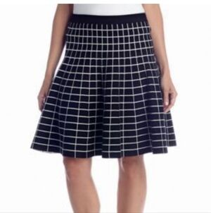 Grace Elements Black and White Sweater Grid A-Line Skirt. Sz M